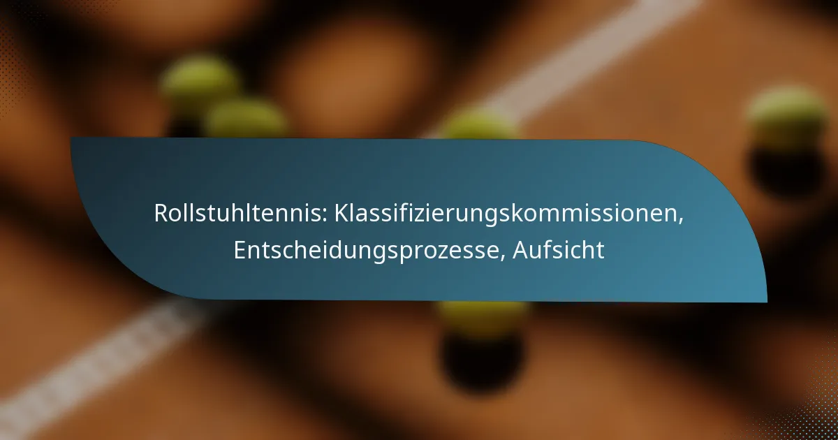 Rollstuhltennis: Klassifizierungskommissionen, Entscheidungsprozesse, Aufsicht