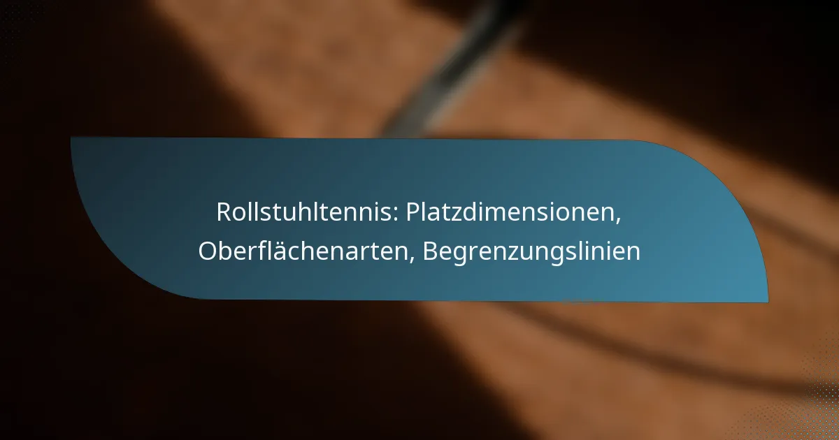 Rollstuhltennis: Platzdimensionen, Oberflächenarten, Begrenzungslinien