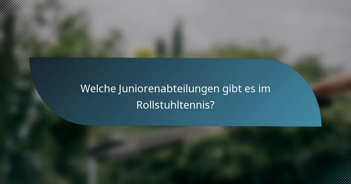 Welche Juniorenabteilungen gibt es im Rollstuhltennis?